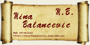 Mina Balančević vizit kartica